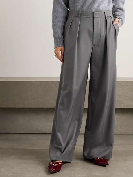 Wool Grain De Poudre Pants