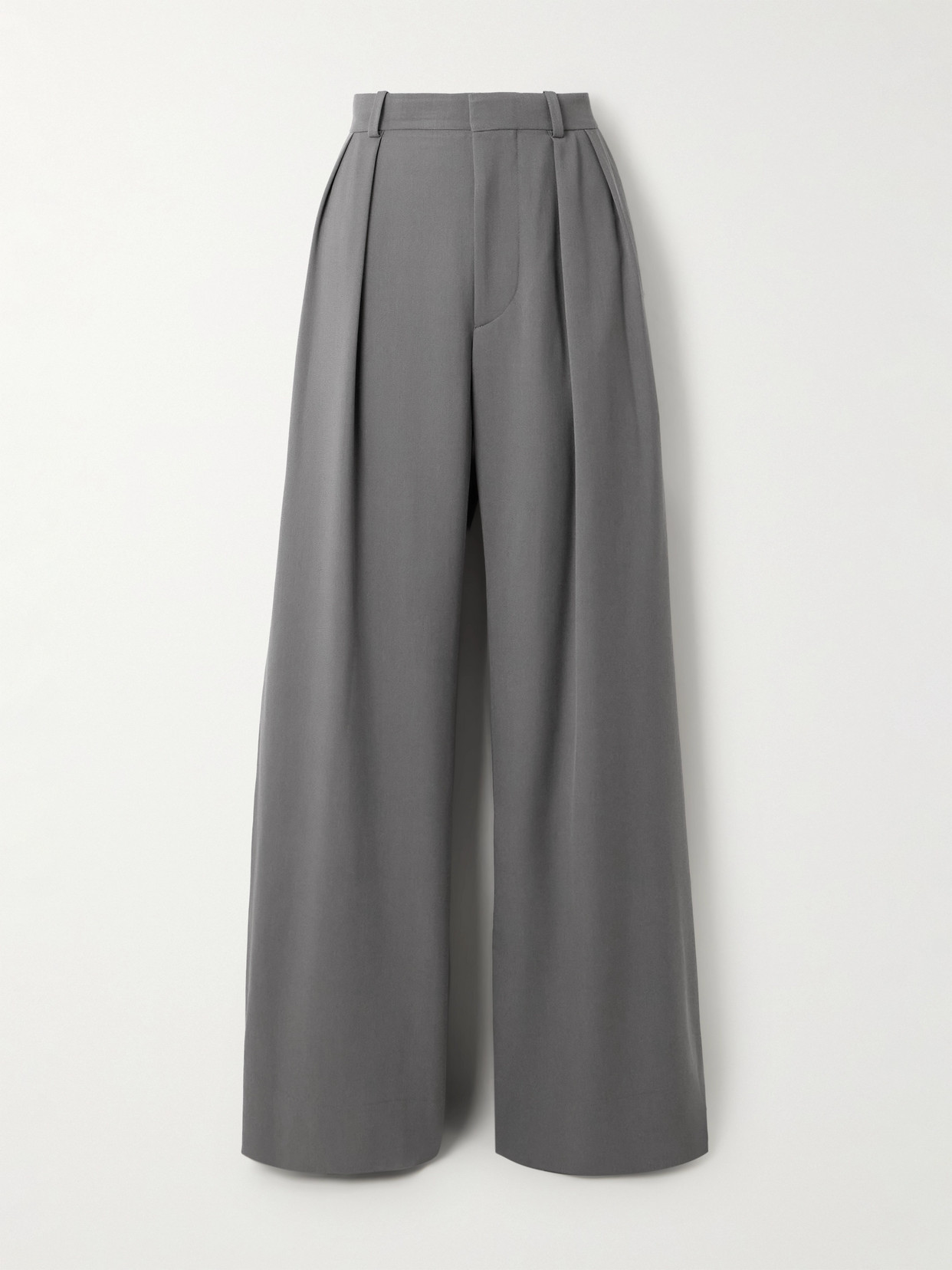 WARDROBE. NYC - Pleated Grain De Poudre Wool Wide-leg Pants - Gray