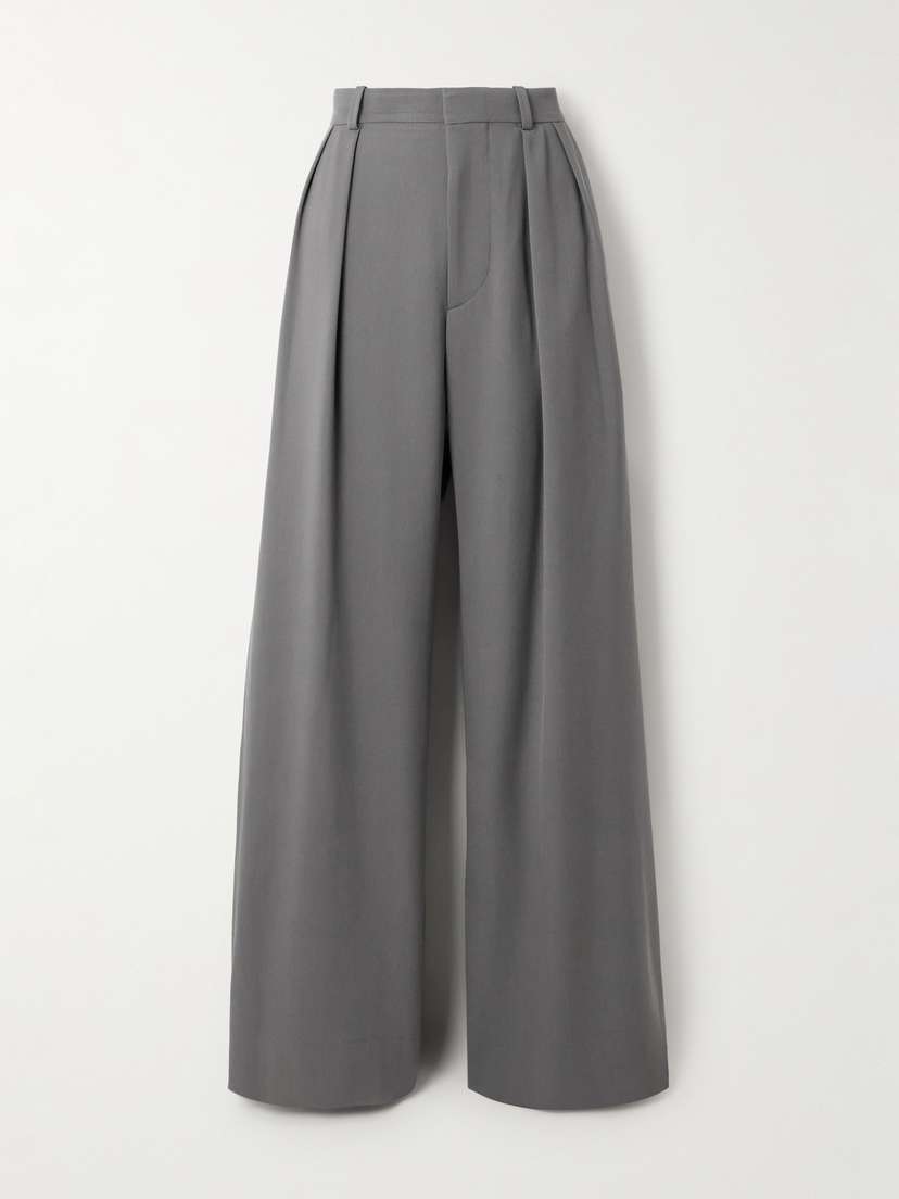 Wardrobe.NYC Pleated Grain De Poudre Wool Wide-leg Pants