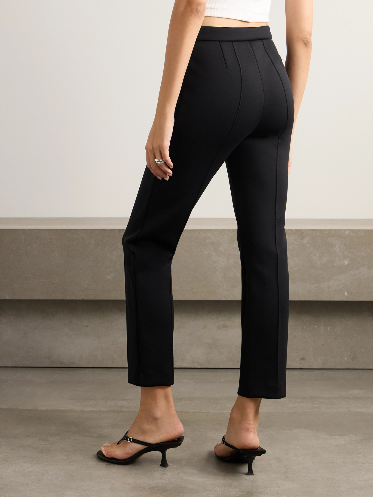 Wardrobe.nyc Cropped Stretch-ponte Straight-leg Pants In Black