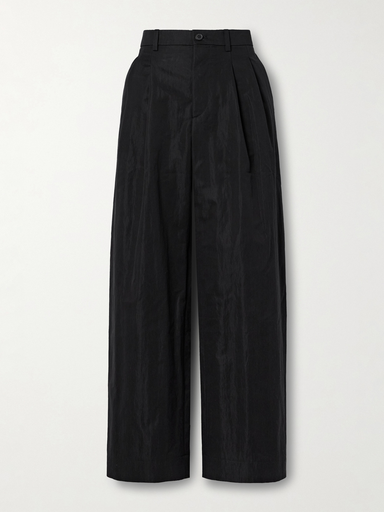 Wardrobe.nyc Pleated Cotton-blend Twill Wide-leg Pants In Black