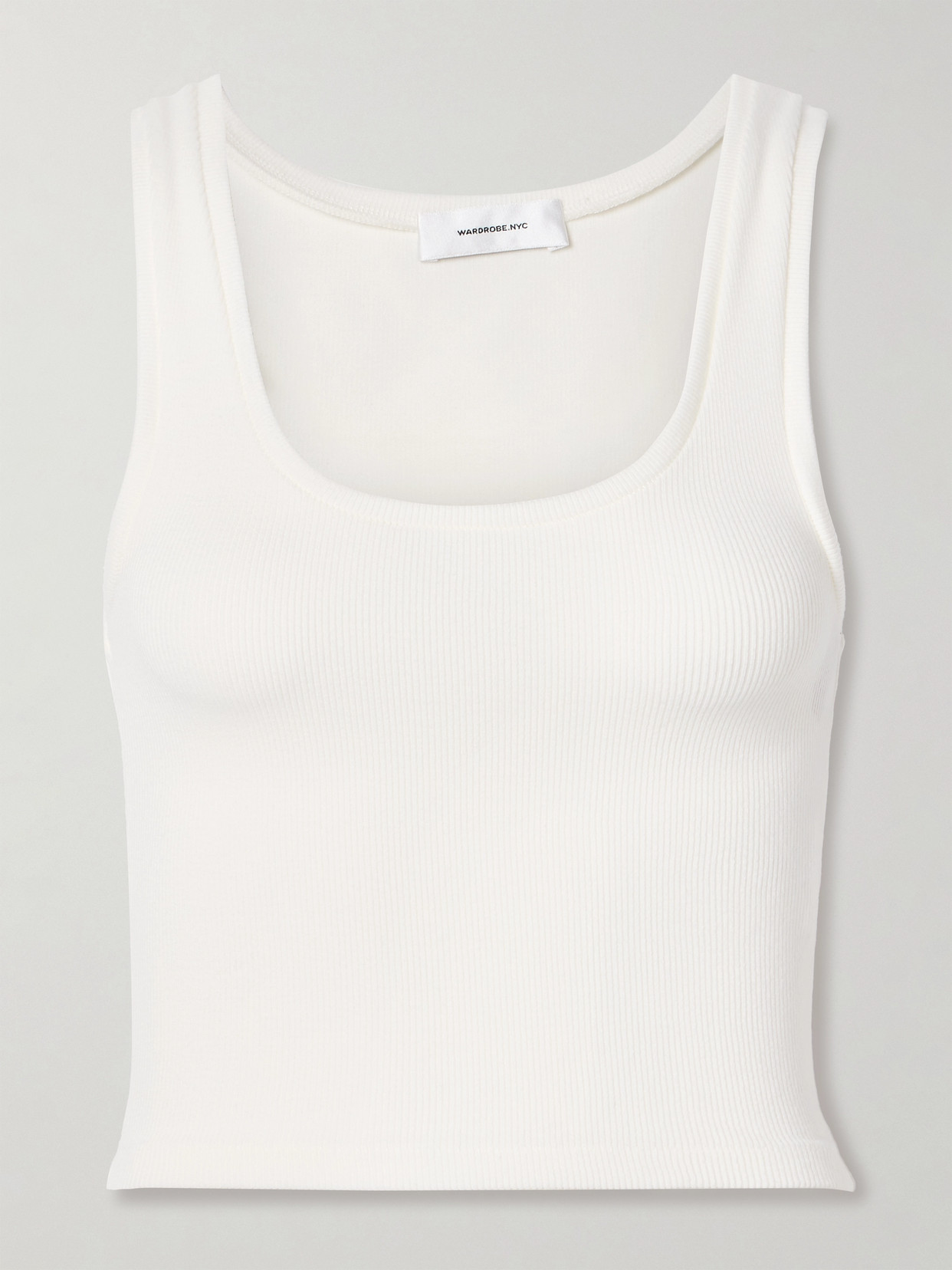 WARDROBE. NYC - Cropped Ribbed Stretch-cotton Tank - Off-white