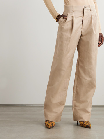 Wardrobe.NYC Pleated cotton-blend drill wide-leg pants