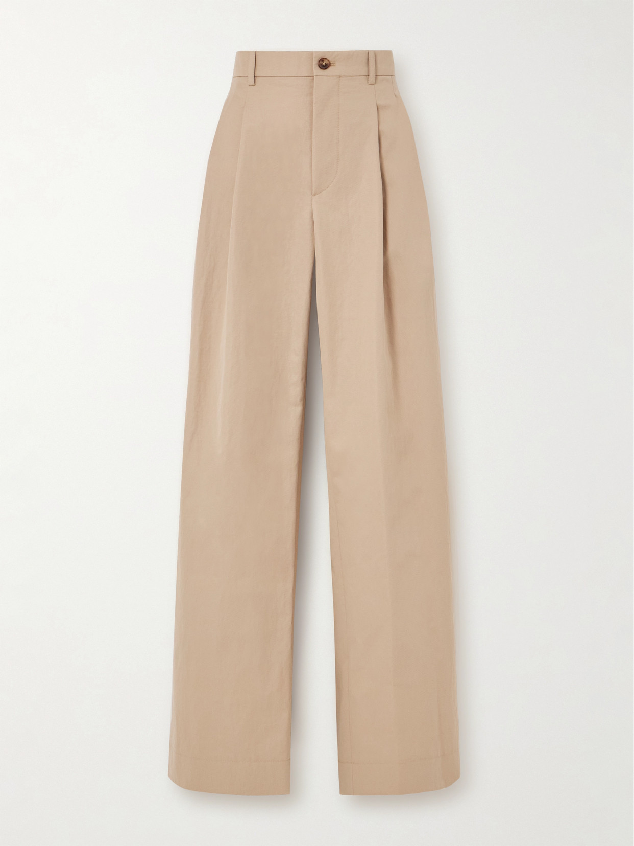 Wardrobe.nyc Pleated Cotton-blend Drill Wide-leg Pants In Neutrals