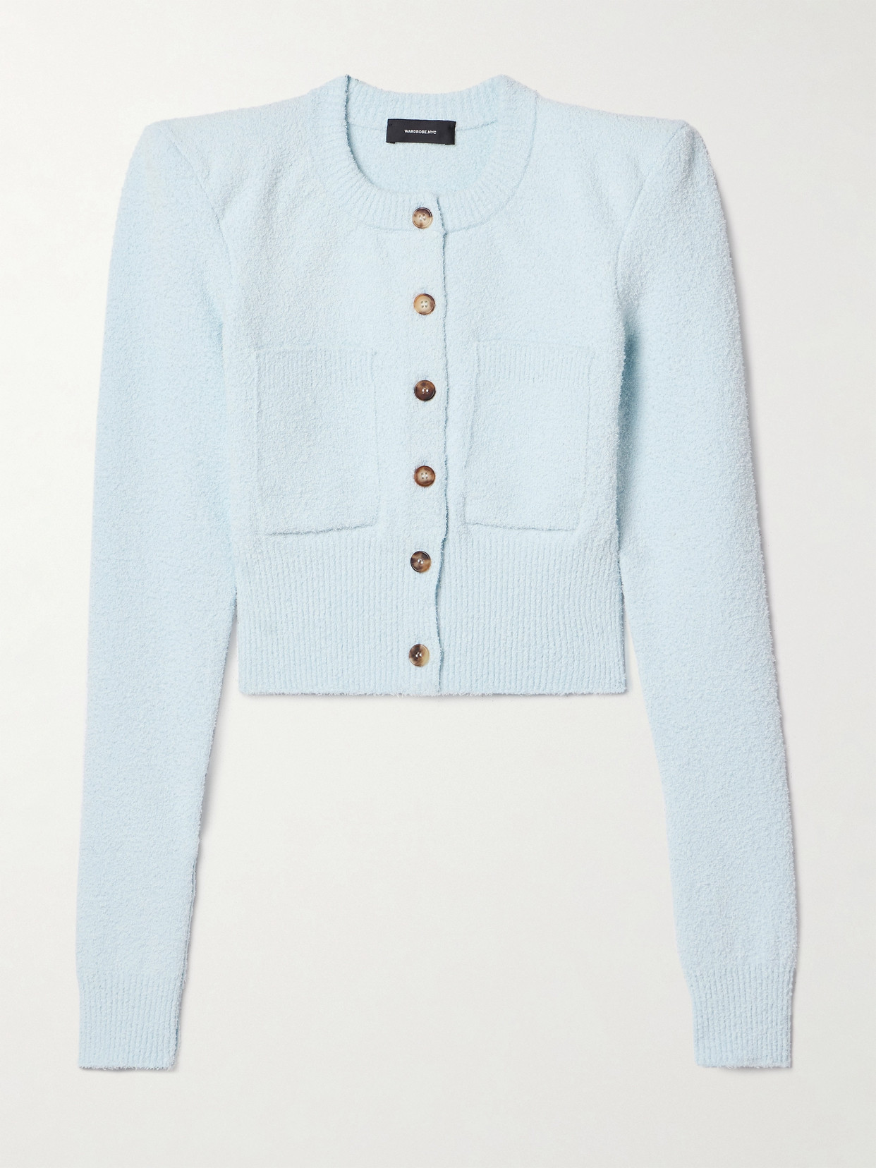 WARDROBE. NYC - Cropped Cotton-blend Bouclé Cardigan - Blue