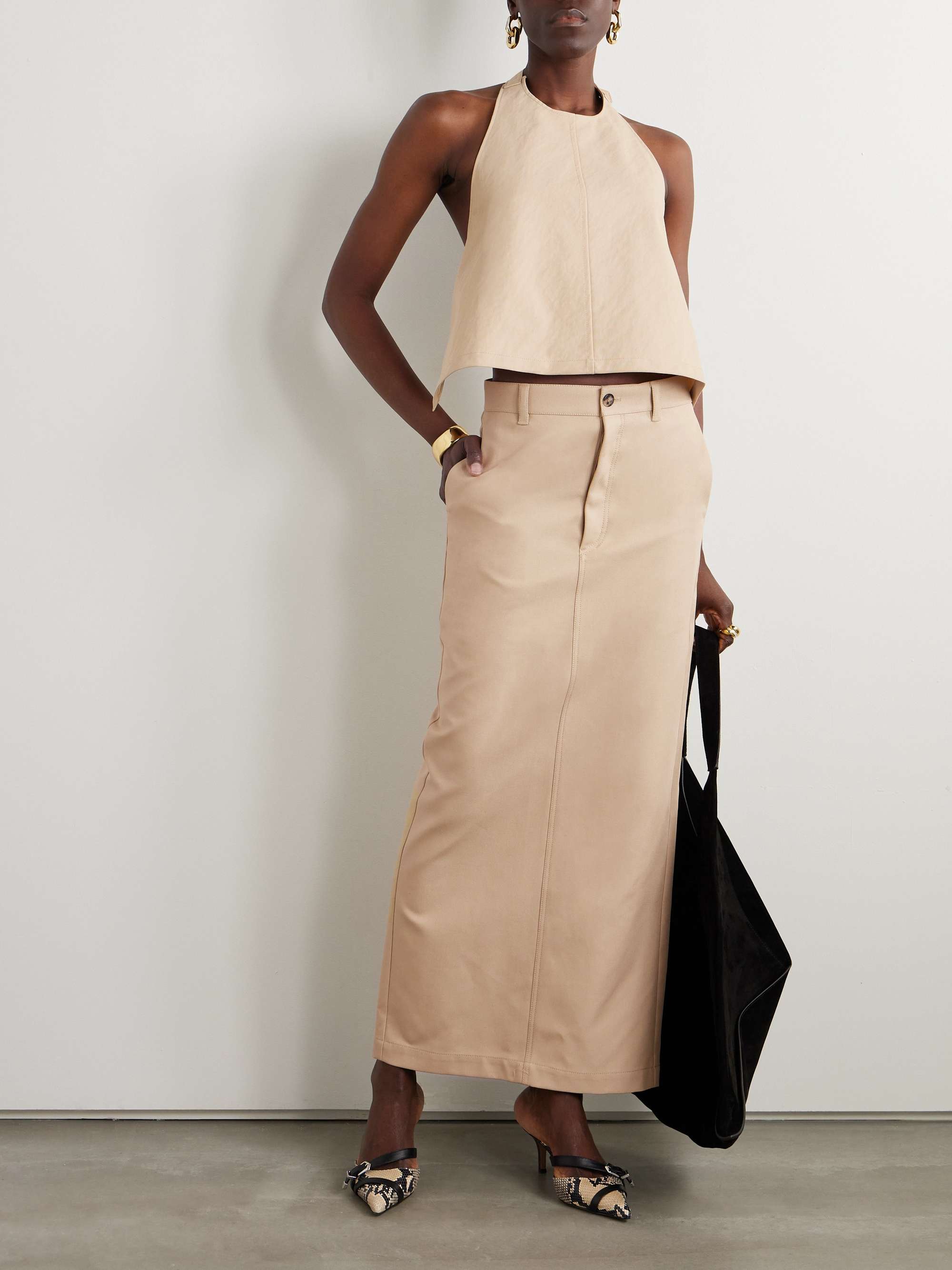 WARDROBE.NYC Cotton drill Maxi Skirt Women Beige Skirts XXL
