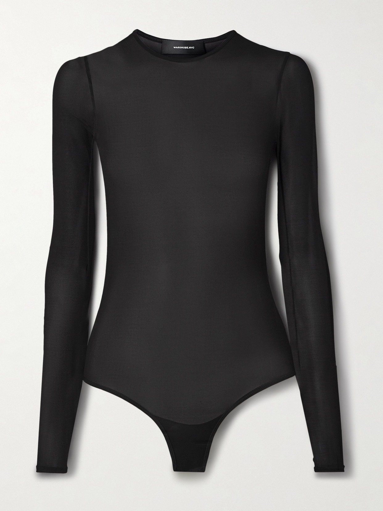 Wardrobe.nyc Stretch-jersey Thong Bodysuit In Black