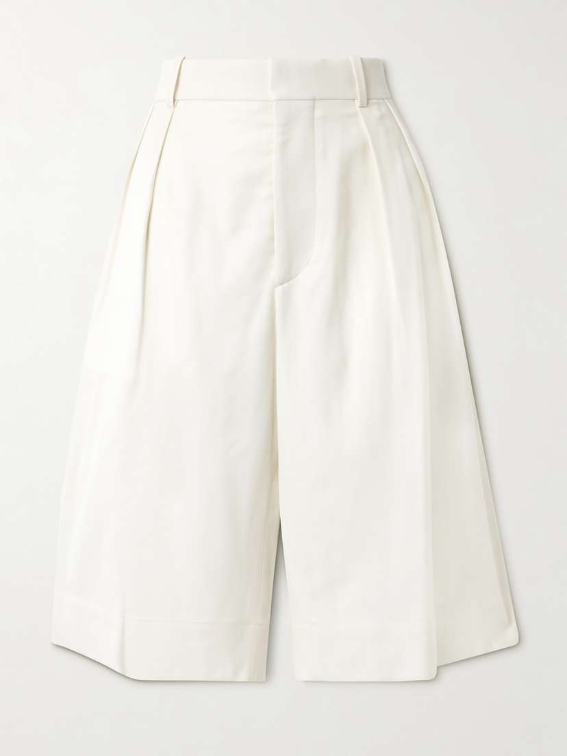 Wardrobe.NYC Pleated Grain De Poudre Wool Wide-leg Shorts - x large