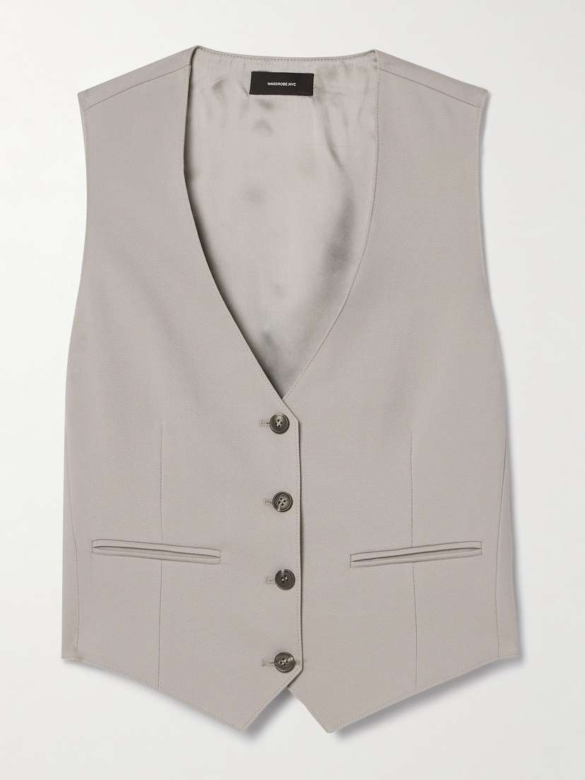 Wardrobe.NYC Cropped Grain De Poudre Wool Vest