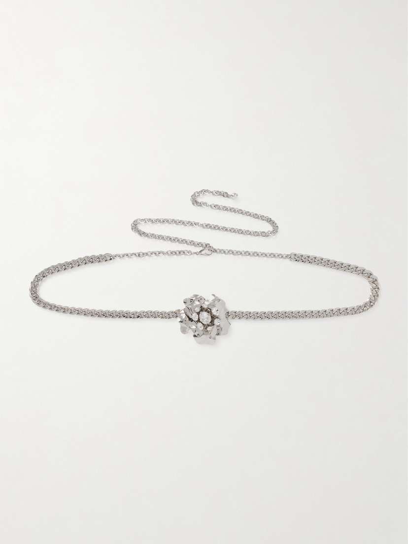 Alessandra Rich Crystal-embellished Silver-tone Waist Belt