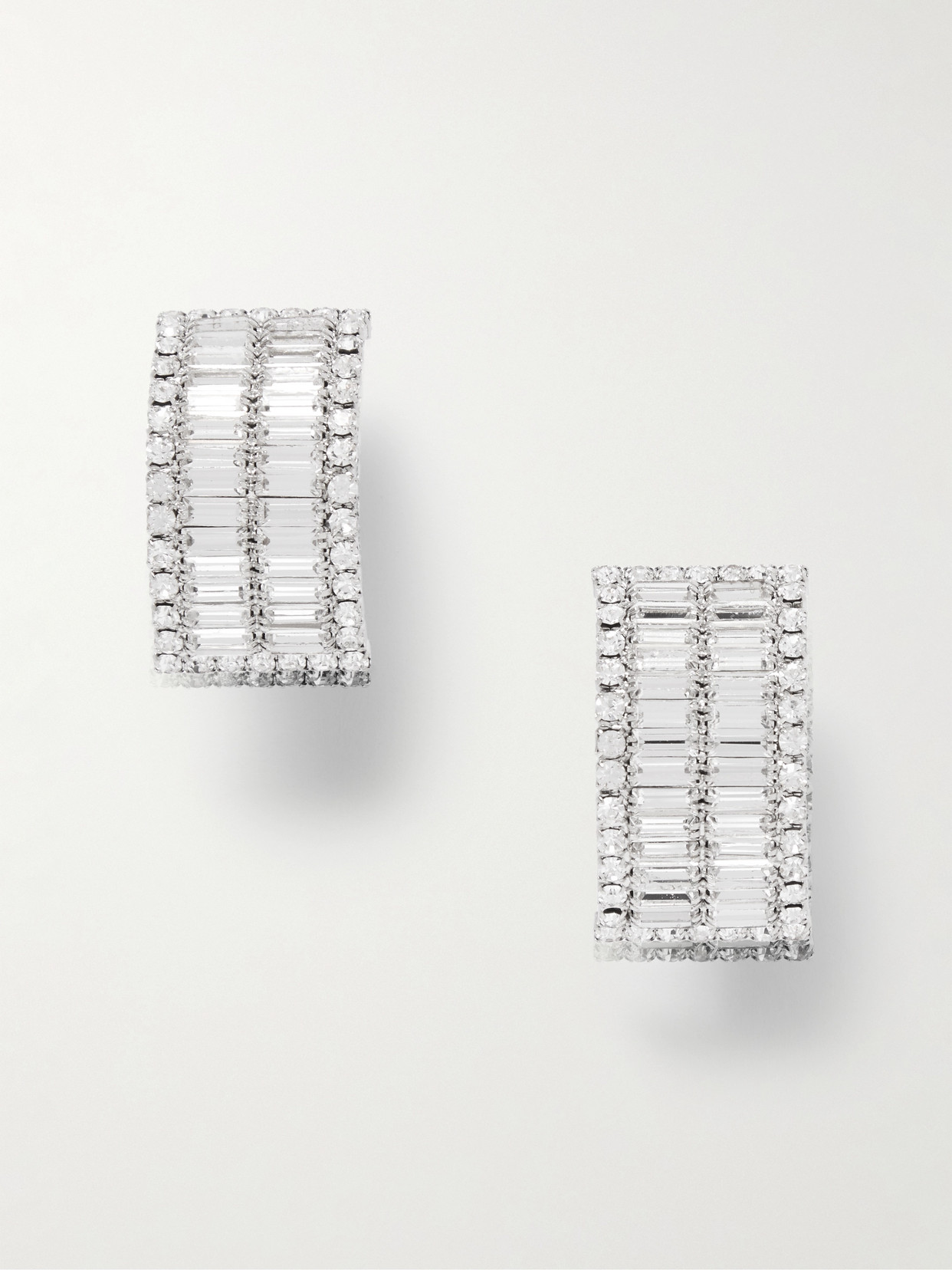 Alessandra Rich Silver-tone Crystal Clip Earrings In Metallic