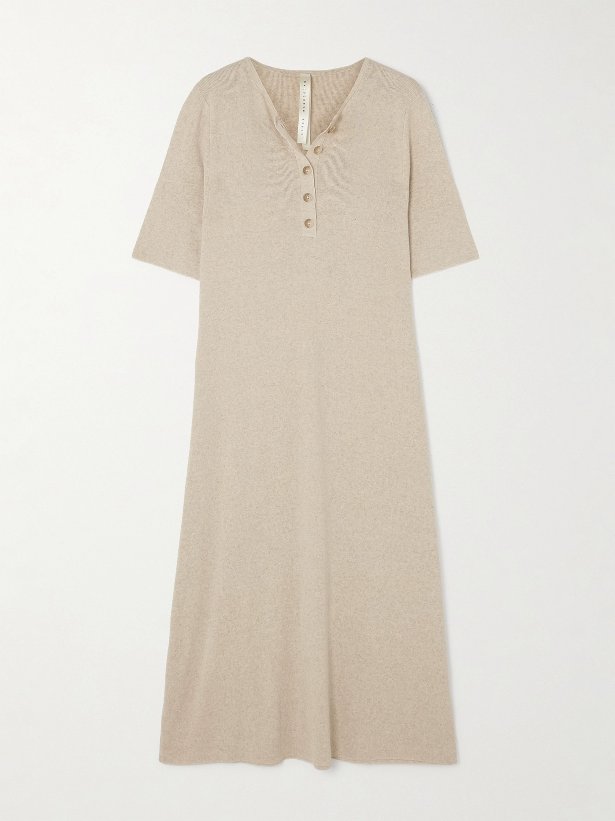 Lauren Manoogian Ribbed Pima Cotton-blend Jersey Midi Dress In Brown