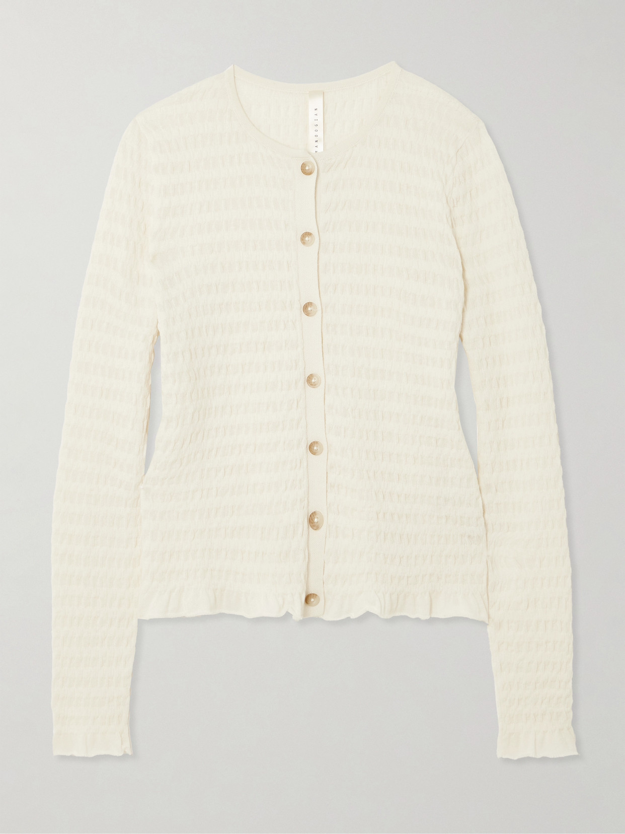 Shop Lauren Manoogian Ruffled Pima Cotton-blend Cardigan In Ecru