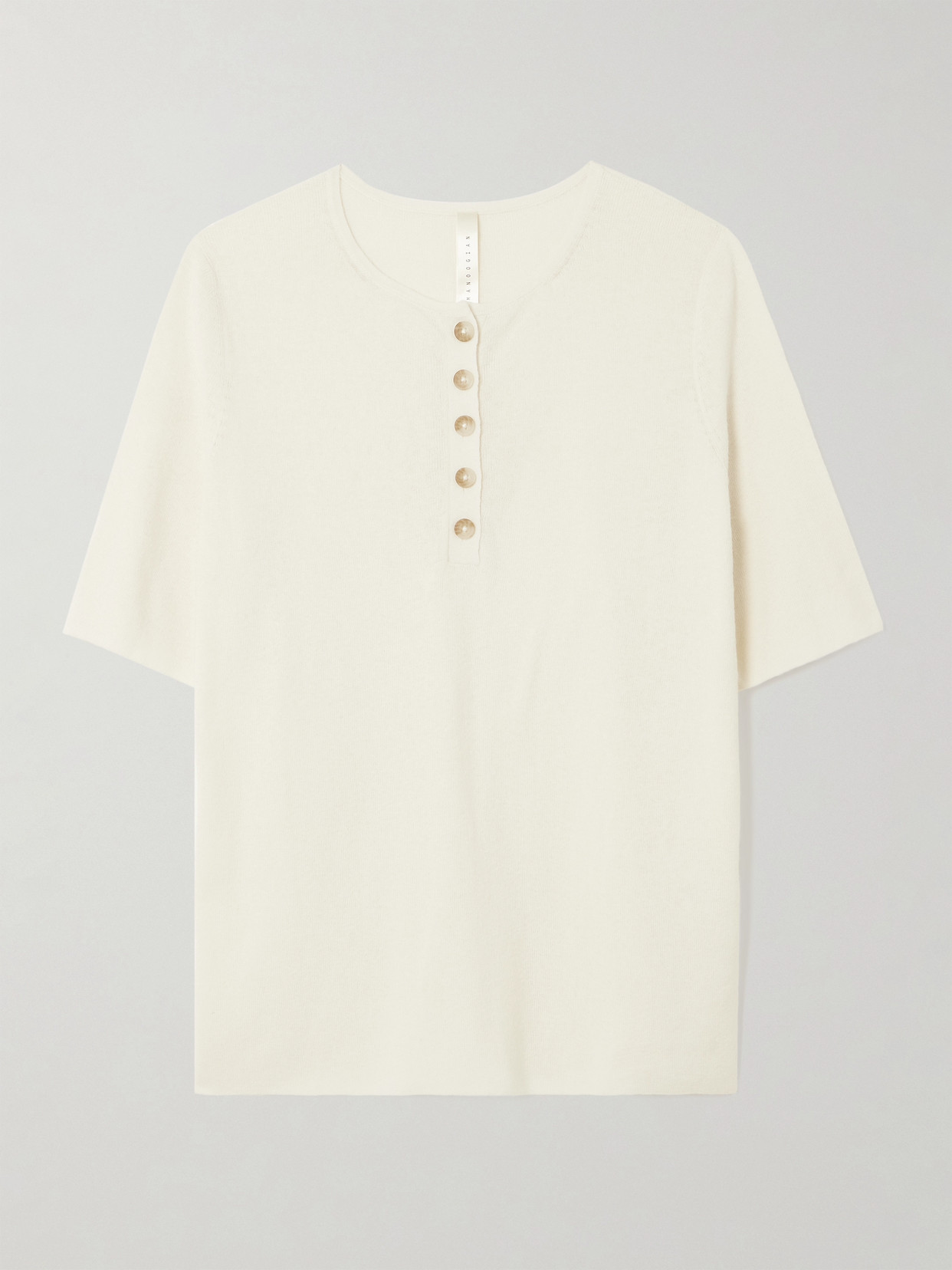 Lauren Manoogian Pima Cotton And Linen-blend Henley Top In White