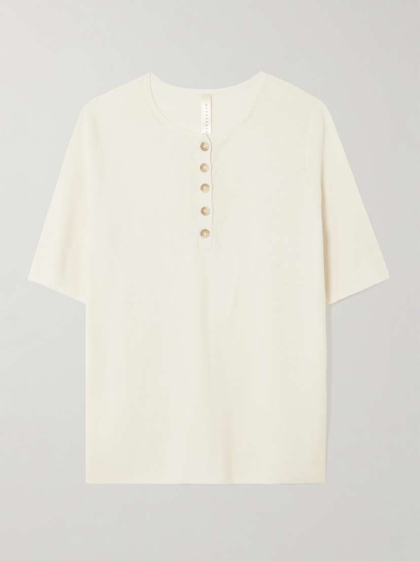 Lauren Manoogian Pima Cotton And Linen-blend Henley Top