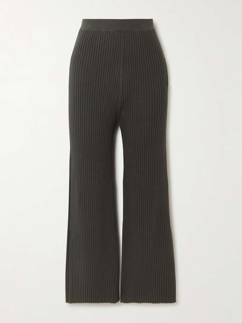 Lauren Manoogian Column Ribbed Stretch-pima Cotton Straight-leg Pants