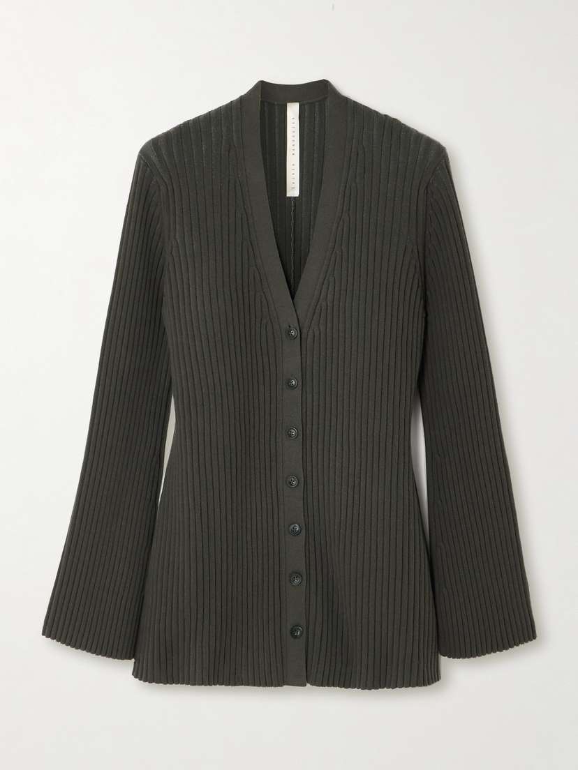 Lauren Manoogian Column Ribbed Stretch-pima Cotton Cardigan