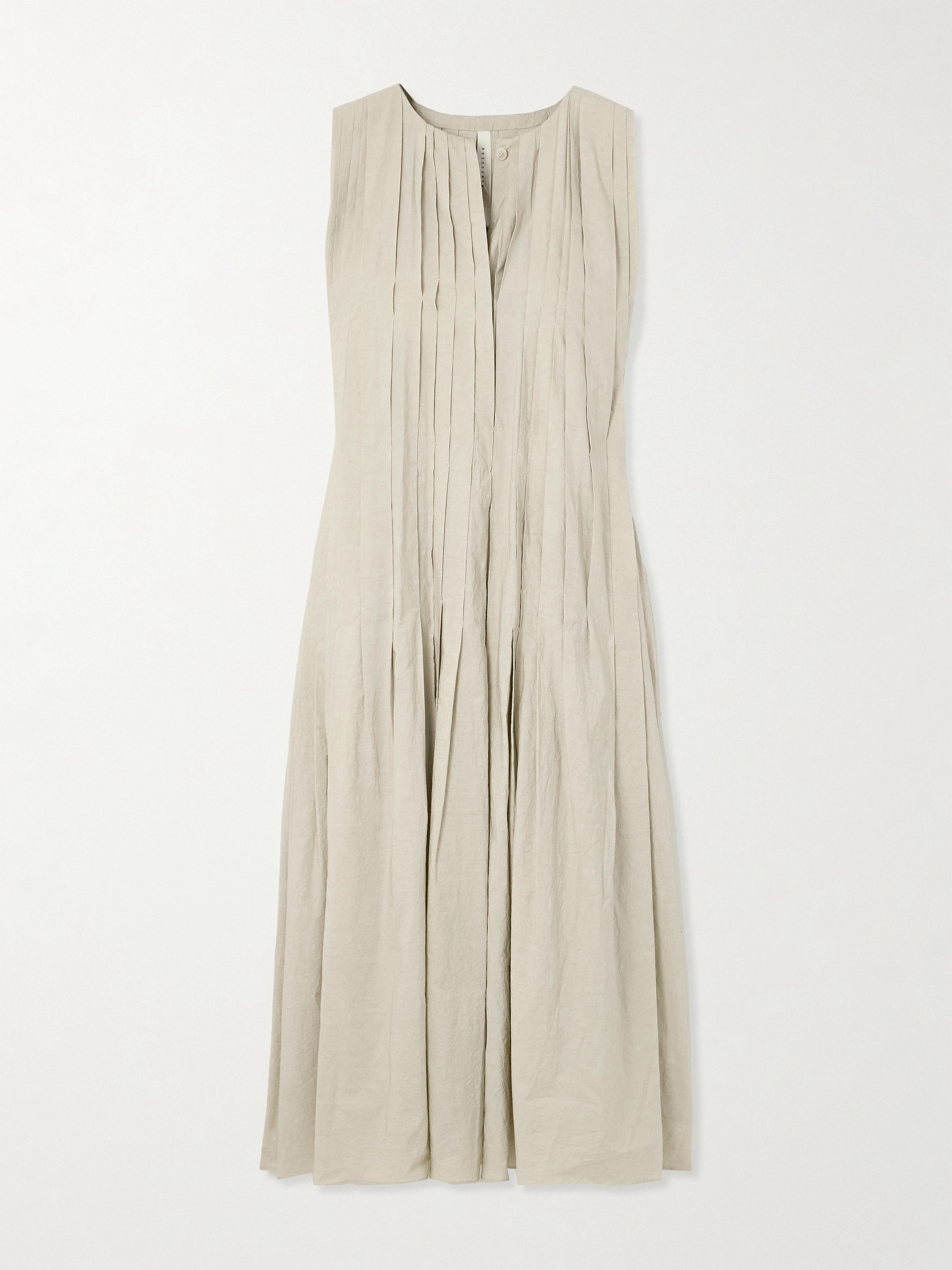 Lauren Manoogian Pintucked crinkled cotton and linen-blend maxi dress