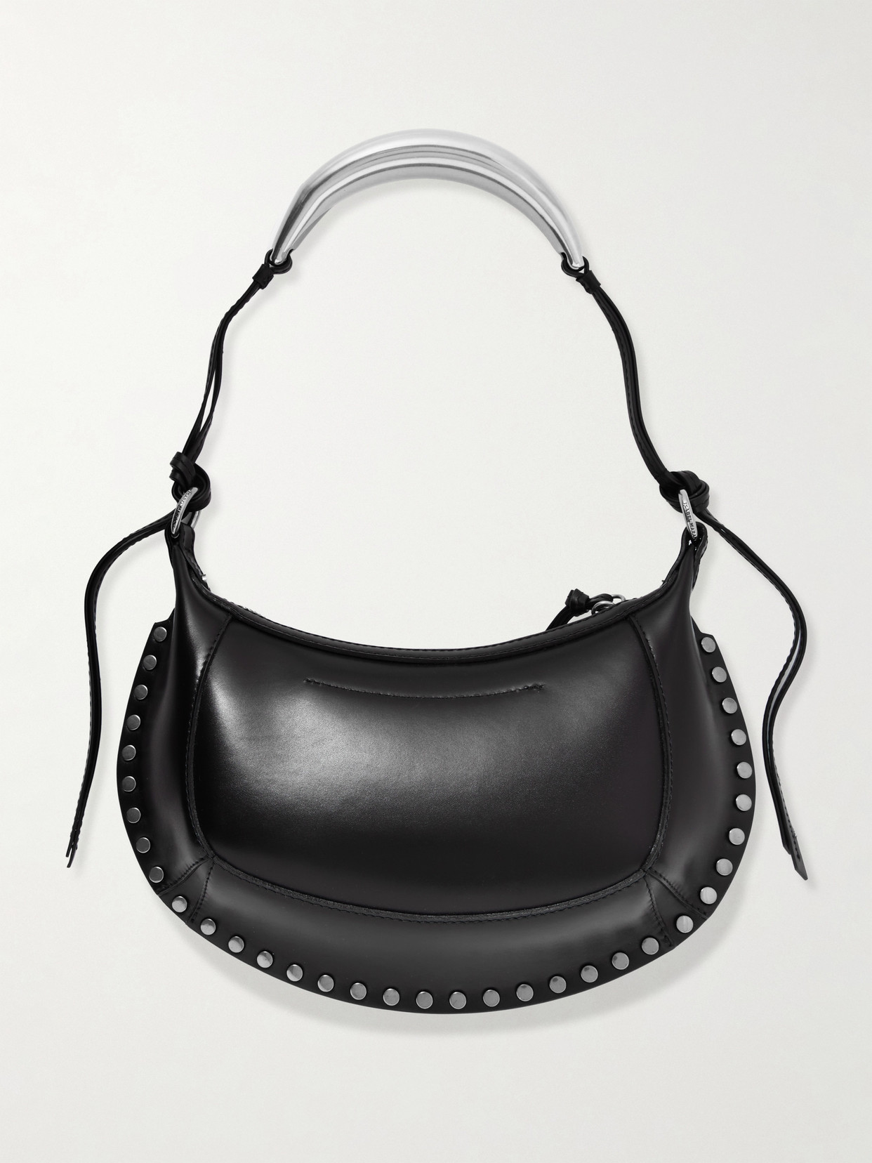 Shop Isabel Marant Oskan Moon Studded Leather Shoulder Bag In Black