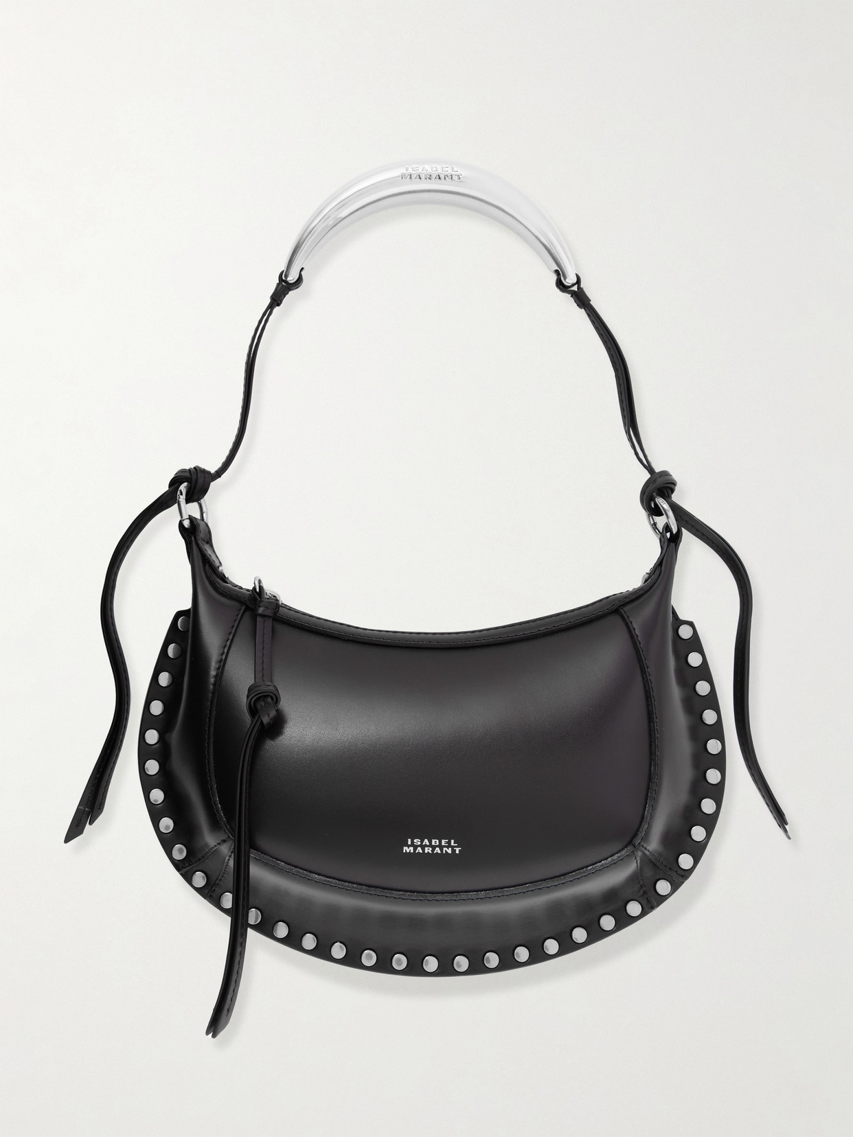 Isabel Marant Oskan Moon Studded Leather Shoulder Bag In Black