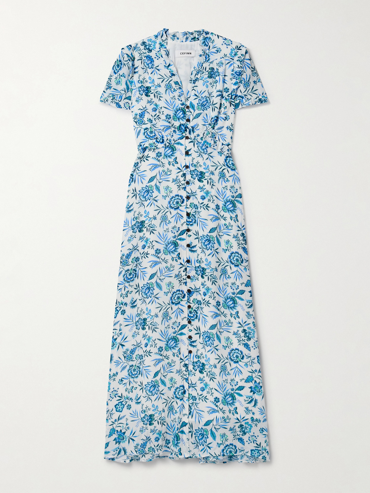 Cefinn - Liliana Ruffled Floral-print Georgette Maxi Dress - Blue