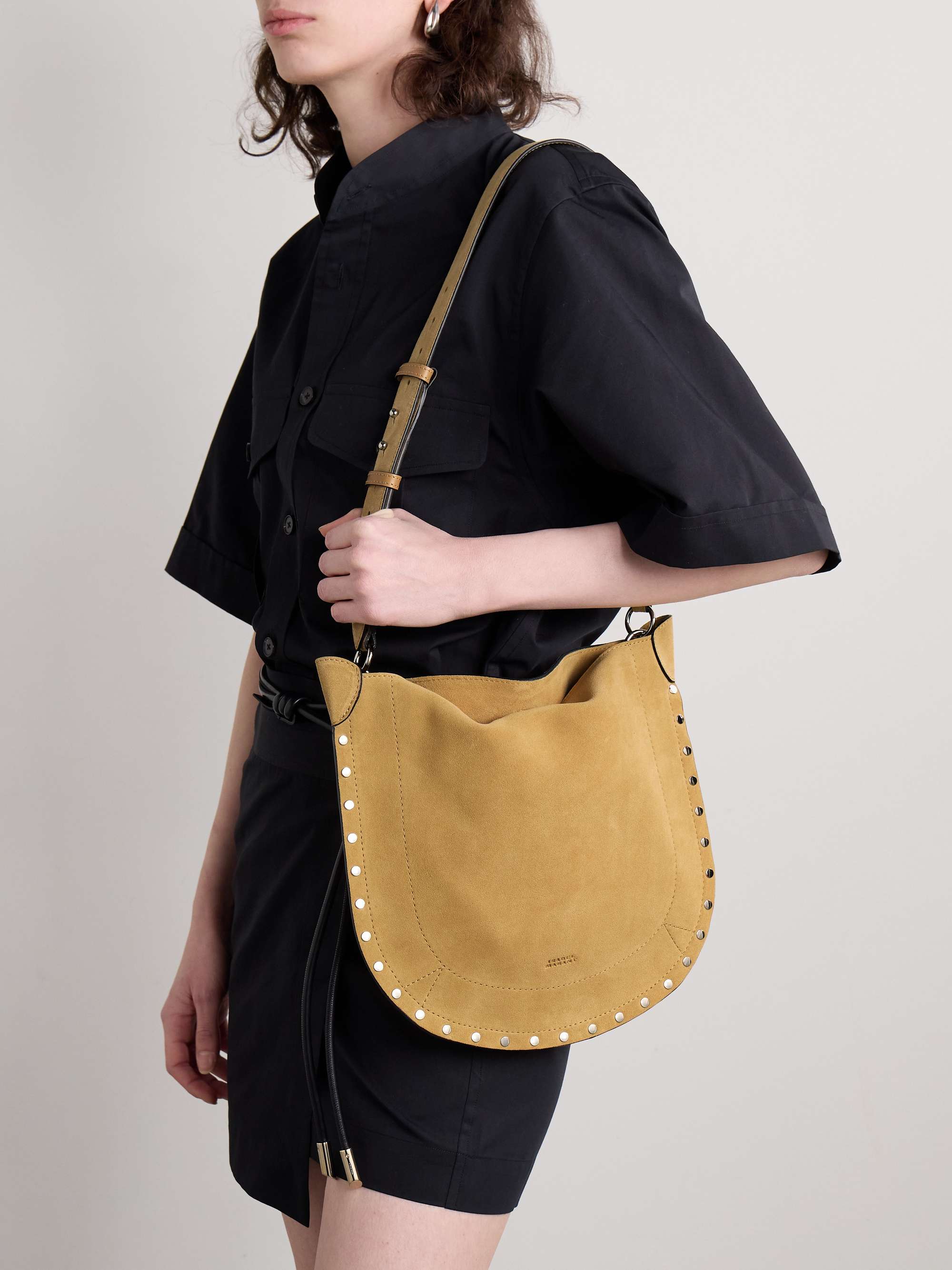 ISABEL MARANT Oskan studded suede shoulder bag NET A PORTER