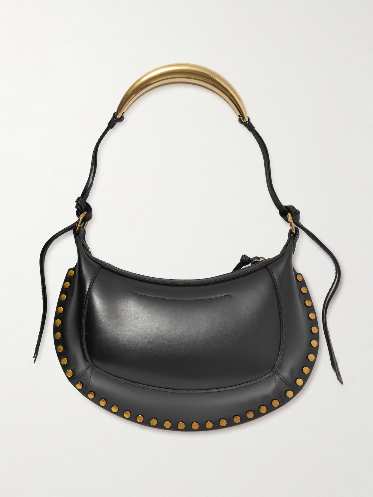 Shop Isabel Marant Oskan Moon Studded Leather Shoulder Bag In Black