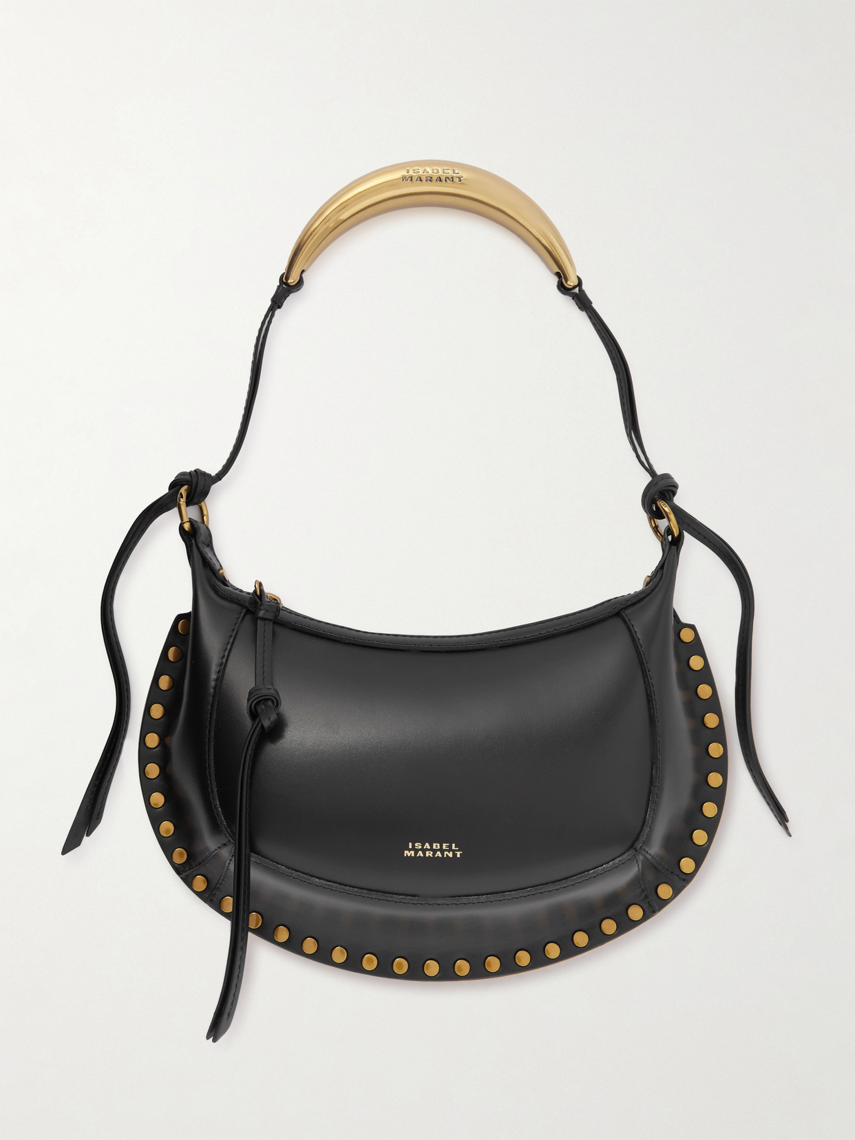 Isabel Marant Oskan Moon Studded Leather Shoulder Bag In Black