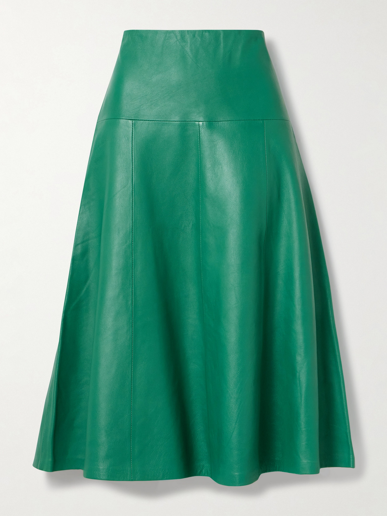 Cefinn Sierra Paneled Leather Midi Skirt In Green