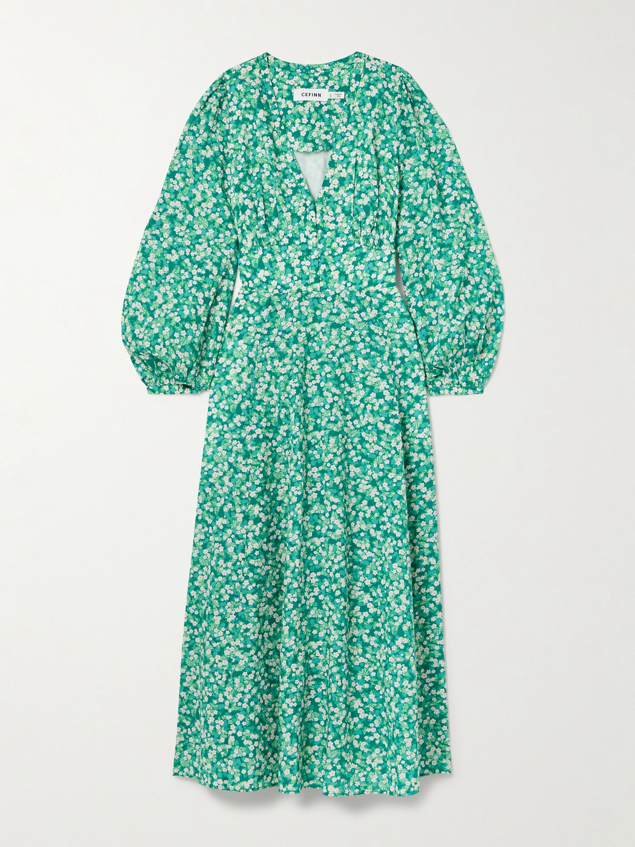 Cefinn Cora Floral-print Lenzing™ Ecovero™ Viscose And Cotton-blend Voile Midi Dress In Green