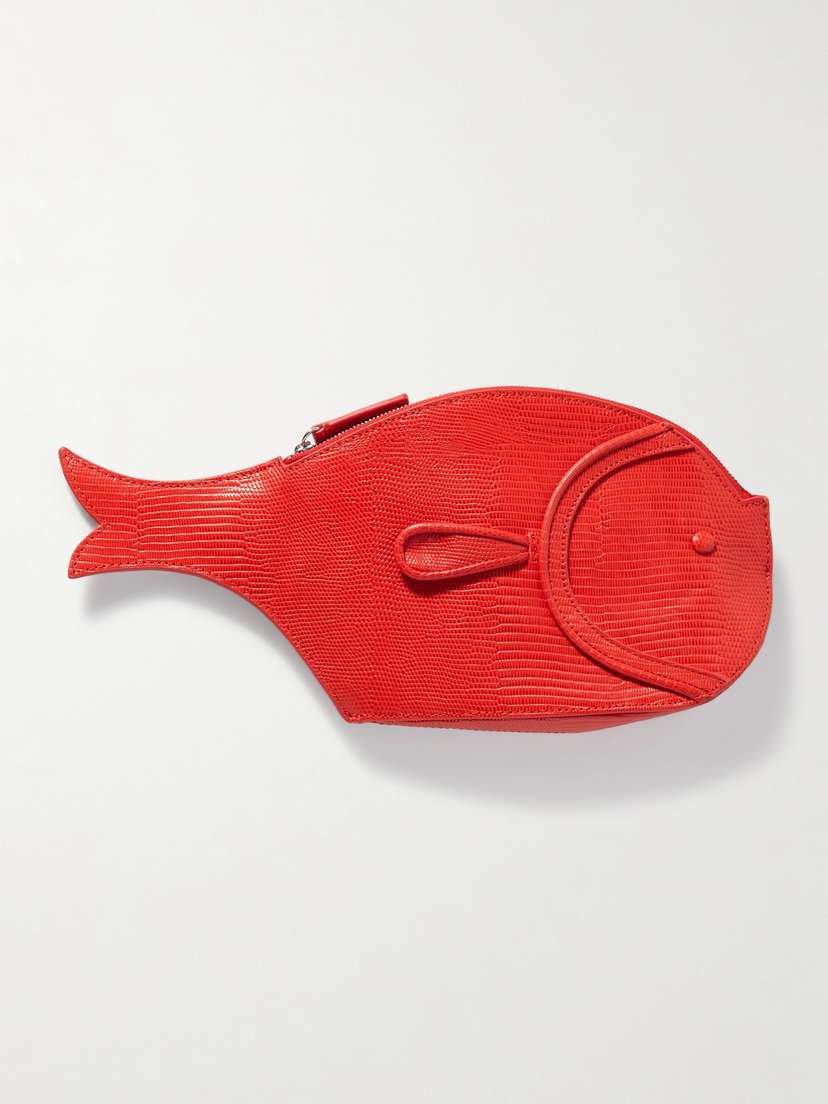 STAUD Pesce Textured-leather Clutch
