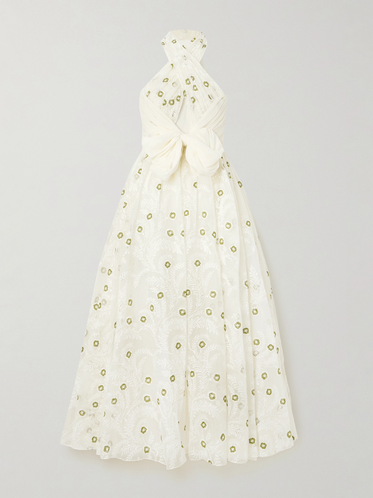 Shop Giambattista Valli Cutout Chiffon-trimmed Embroidered Silk-organza Gown In Ivory