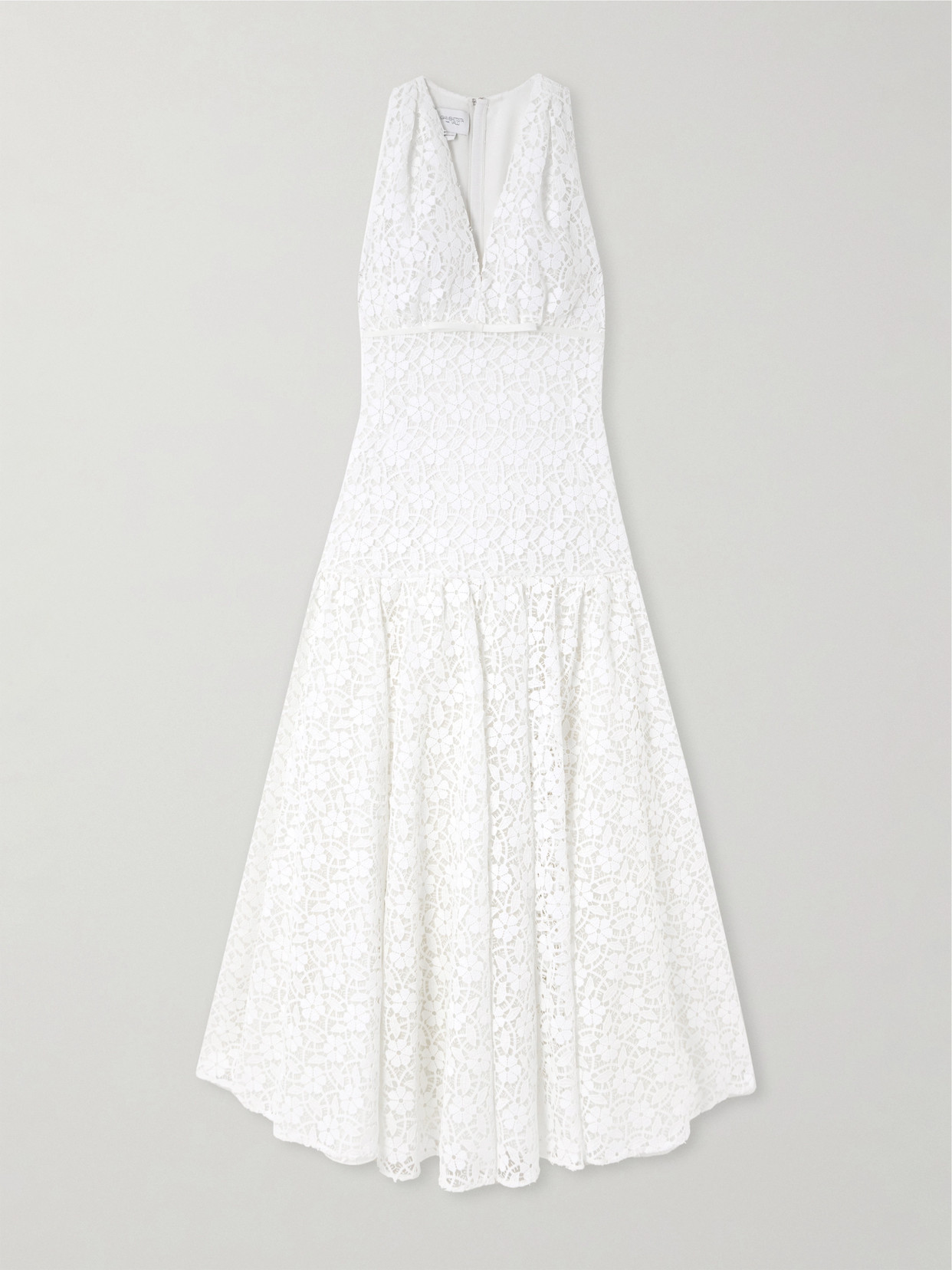 Giambattista Valli - Satin-trimmed Pleated Corded Lace Gown - Ivory