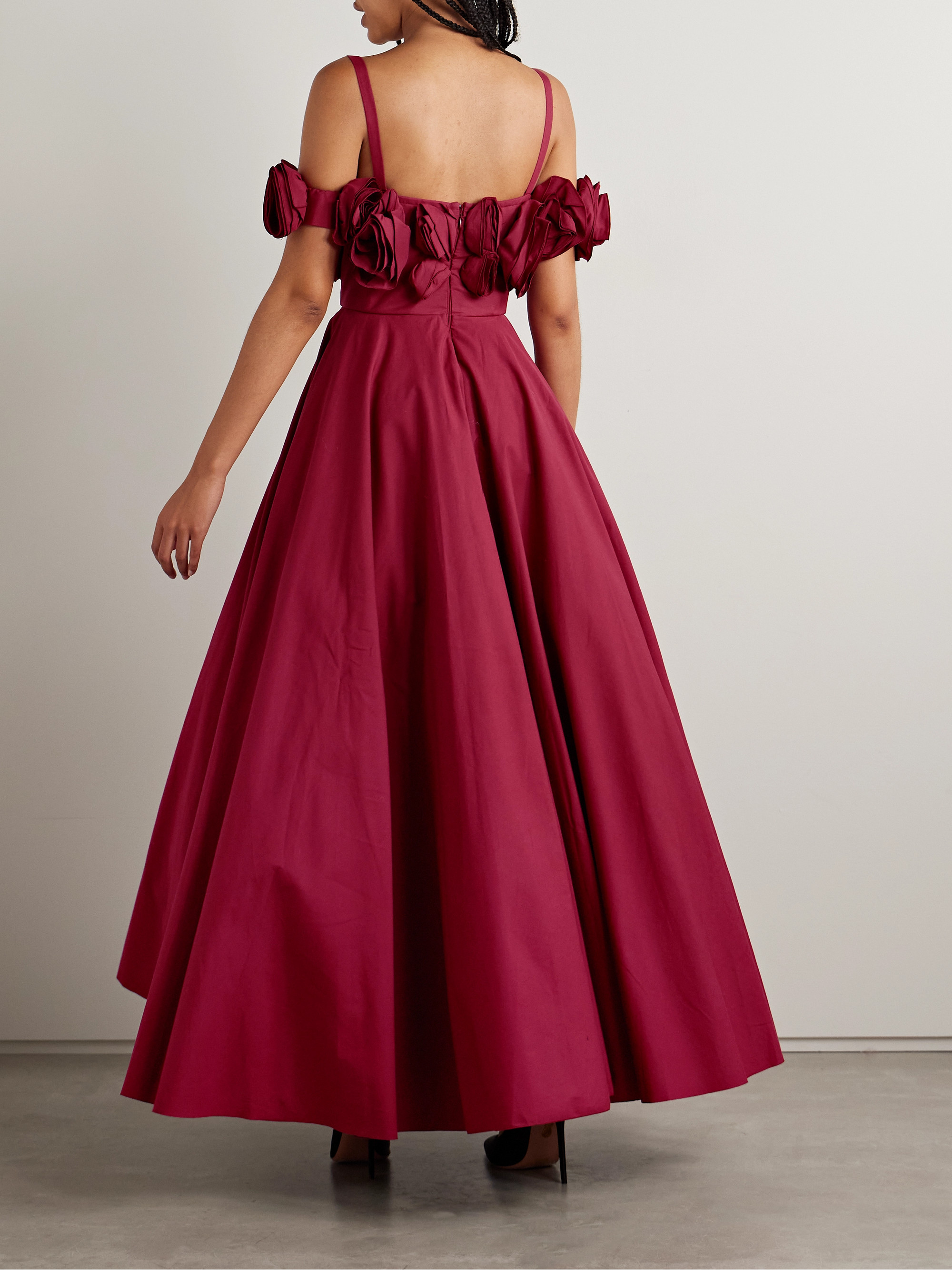 Giambattista Valli Cold-shoulder appliquéd cotton gown