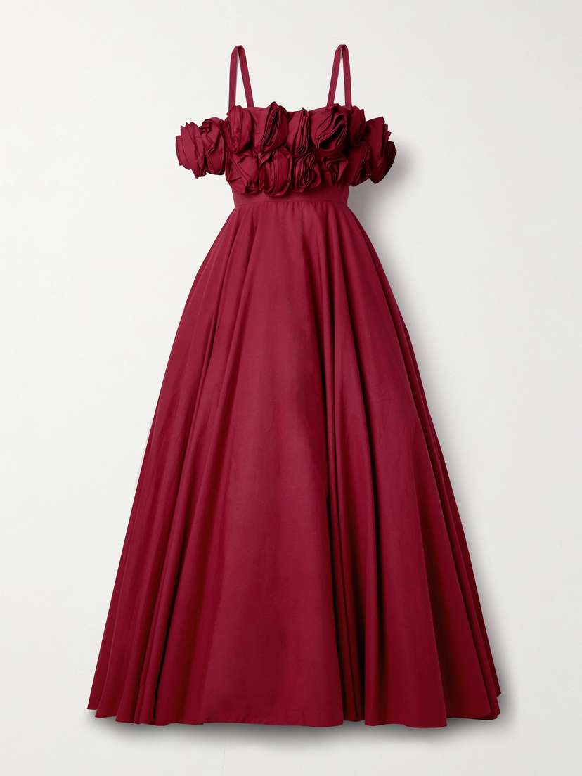 Giambattista Valli Cold-shoulder Appliquéd Cotton Gown