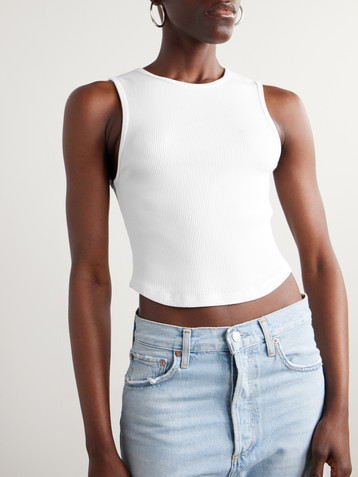 Agolde Nova ribbed cropped stretch organic cotton and TENCEL™ Lyocell-blend tank