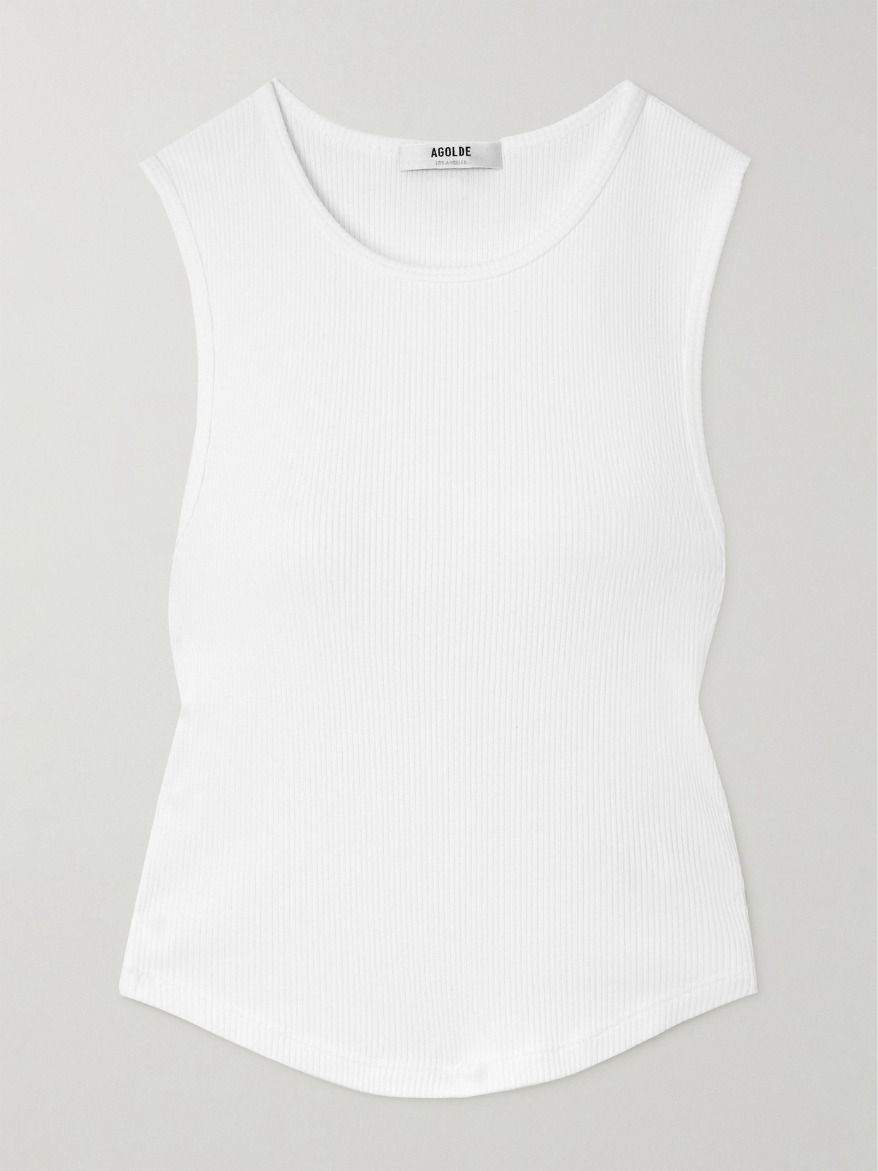 Agolde Nova Ribbed Cropped Stretch Organic Cotton And Tencel™ Lyocell-blend Tank In White