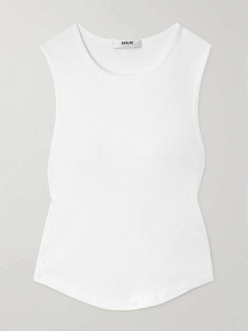 AGOLDE Nova Ribbed Cropped Stretch Organic Cotton And Tencel™ Lyocell-blend Tank