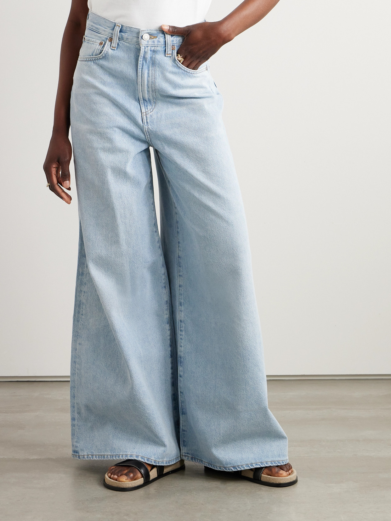 Shop Agolde Nolan High-rise Wide-leg Jeans In Blue