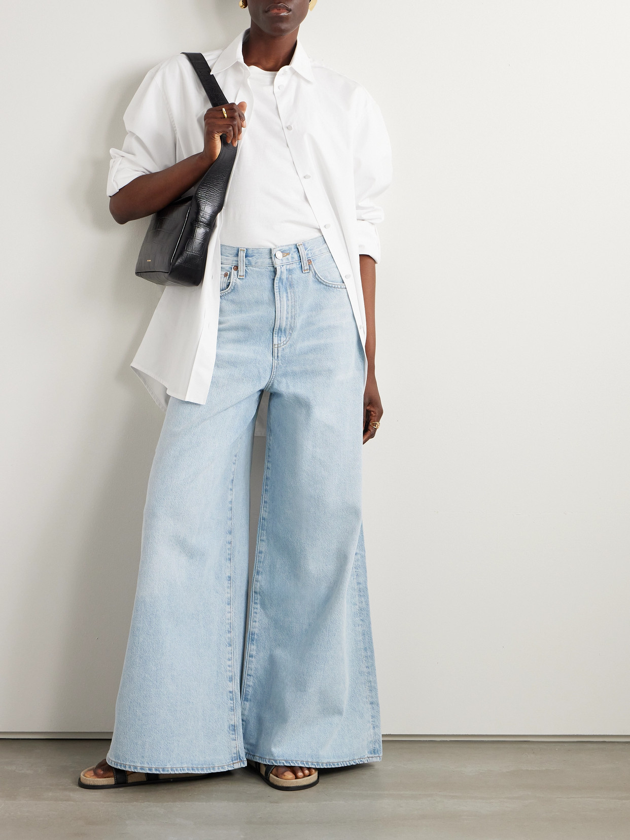 Shop Agolde Nolan High-rise Wide-leg Jeans In Blue