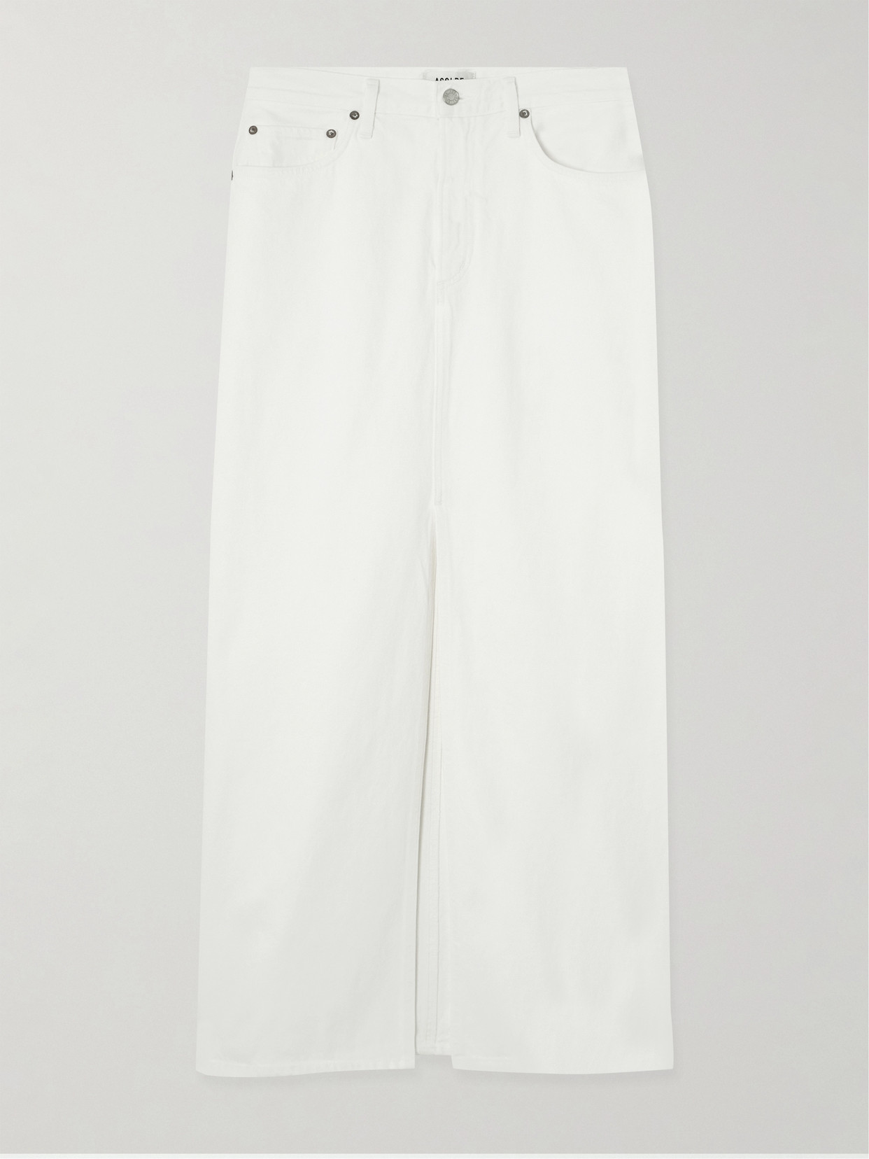 Agolde Leif Denim Maxi Skirt In White