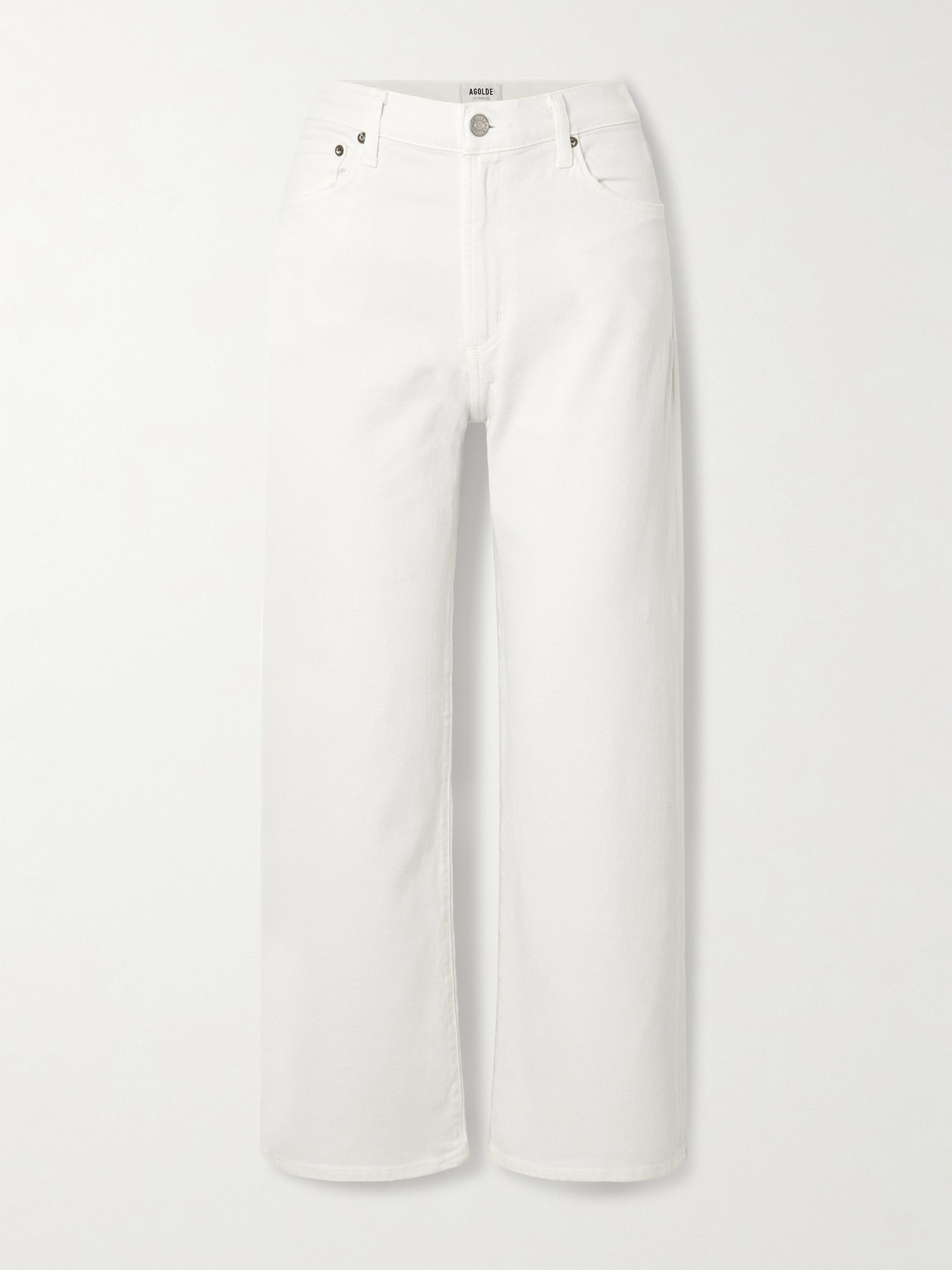 Shop Agolde Harper High-rise Wide-leg Jeans In White