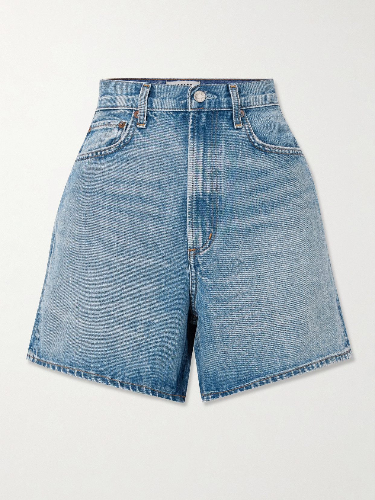 Agolde Stella Organic Denim Shorts In Blue