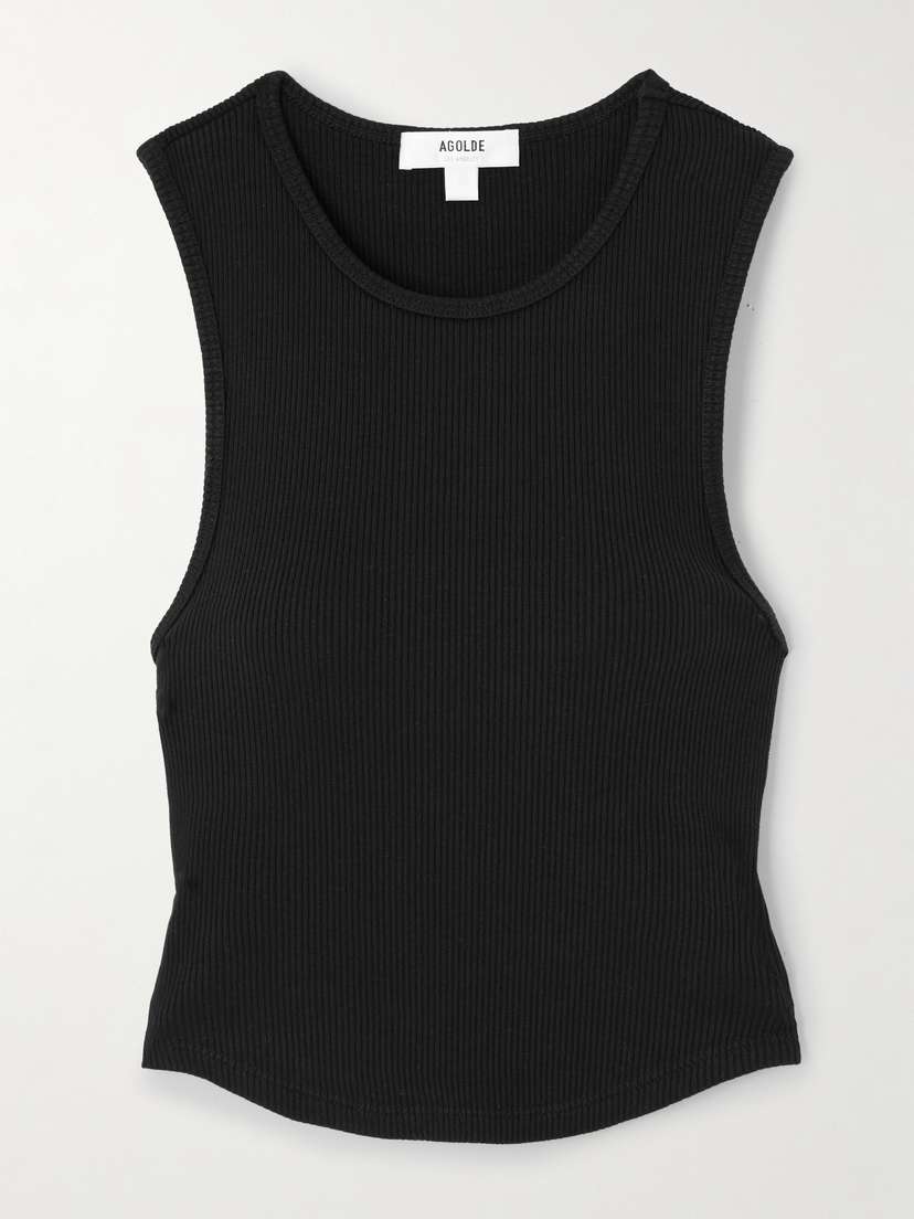 AGOLDE Nova Ribbed Cropped Stretch Organic Cotton And Tencel™ Lyocell-blend Tank