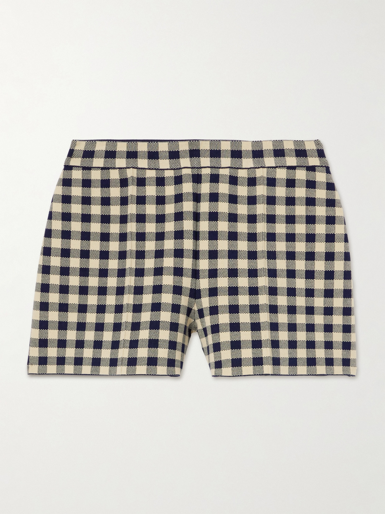 HIGH SPORT - Checked Cotton-blend Jacquard Shorts - Blue