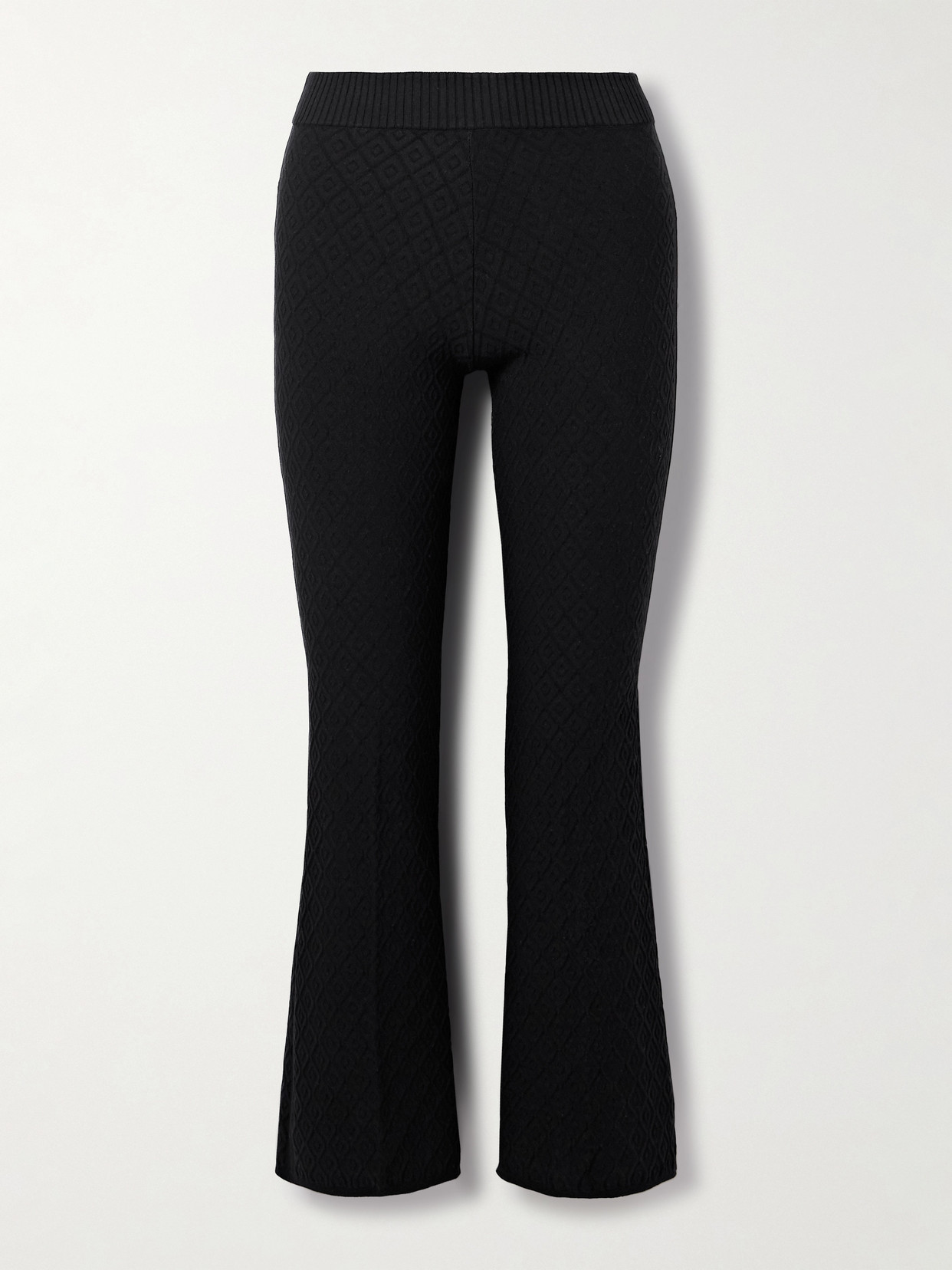 High Sport Kick It Cropped Cotton-blend Jacquard Flared Pants In Black