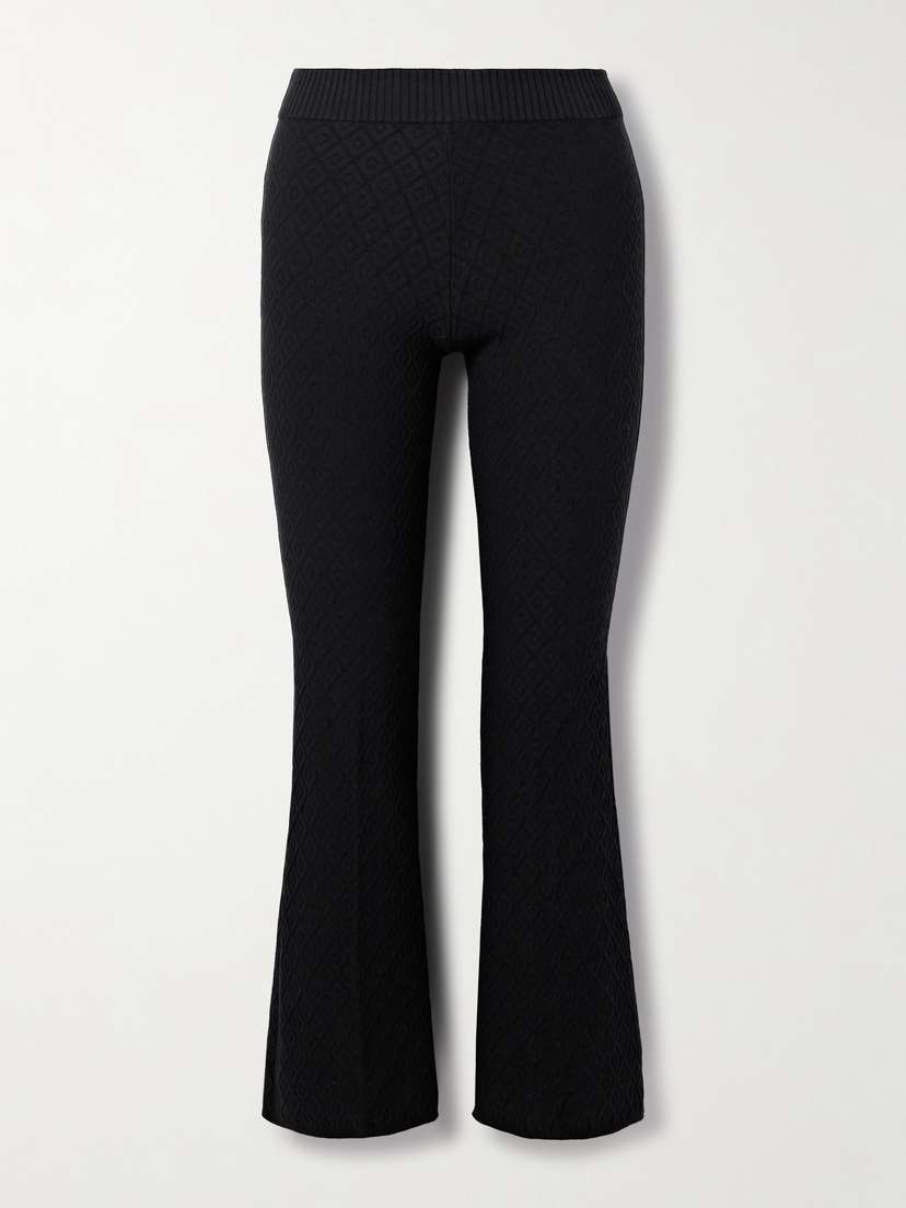 HIGH SPORT Kick It Cropped Cotton-blend Jacquard Flared Pants
