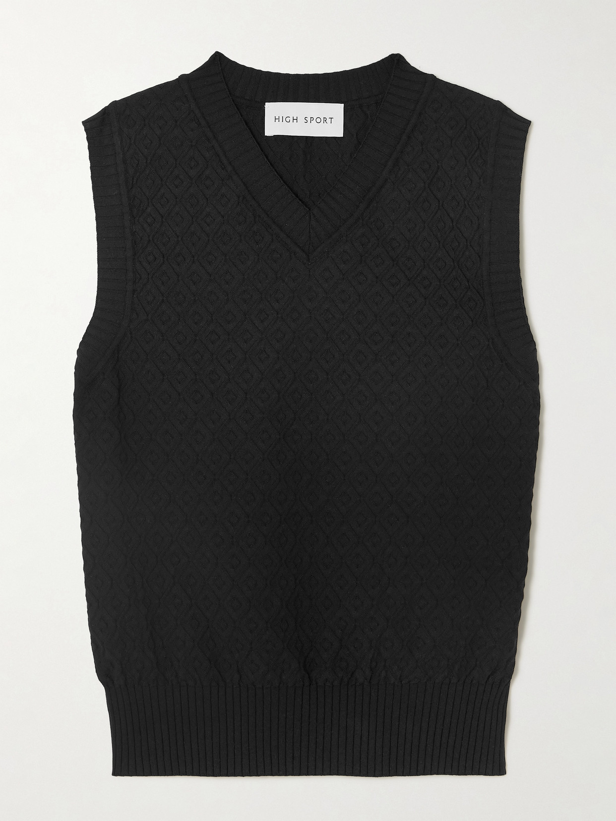 High Sport Anetta Jacquard-knit Stretch-cotton Top In Black