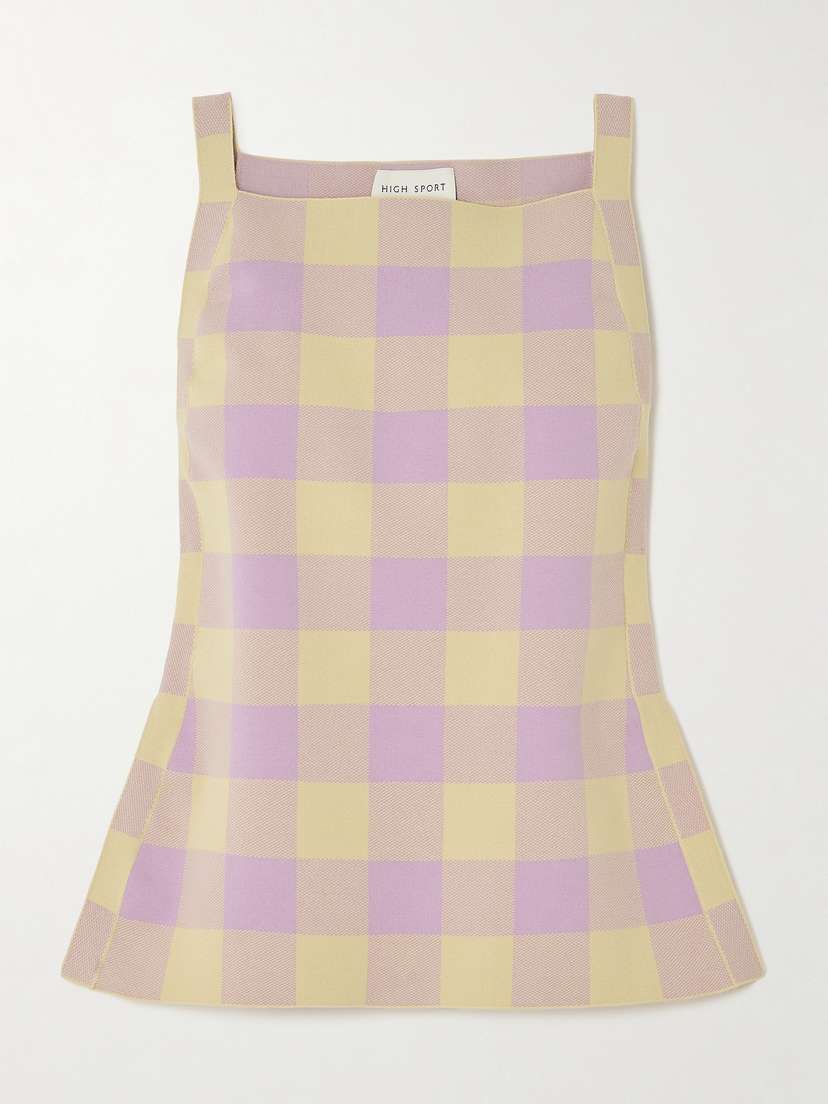 HIGH SPORT Asher Gingham Stretch-cotton Jacquard Top