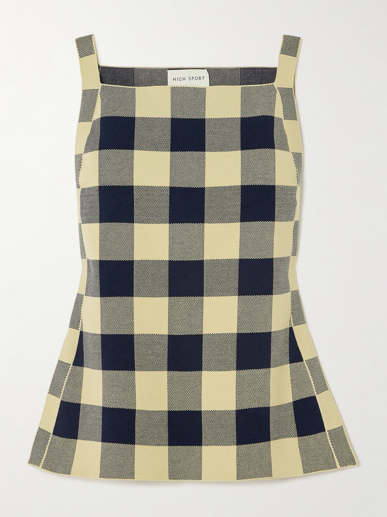 High Sport Asher Gingham Stretch-cotton Jacquard Top In Blue